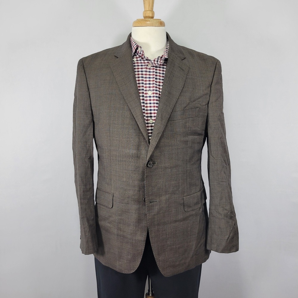 Lauren Ralph Lauren Men's Sport Coat Blazer Two Button Brown Plaid Wool Slim 42S
